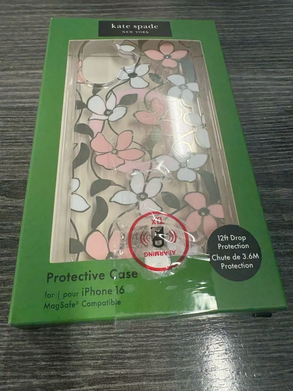 kate spade Pink, White & Black Floral iPhone 16 Case